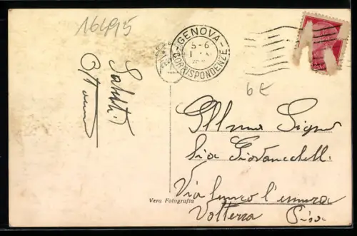 AK Genova, Piazza de Ferrari, Strassenbahn