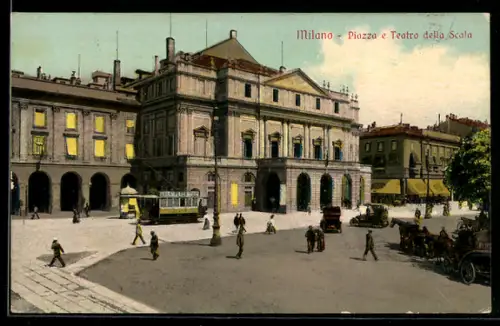 AK Milano, Piazza e Teatro della Scala, Strassenbahn