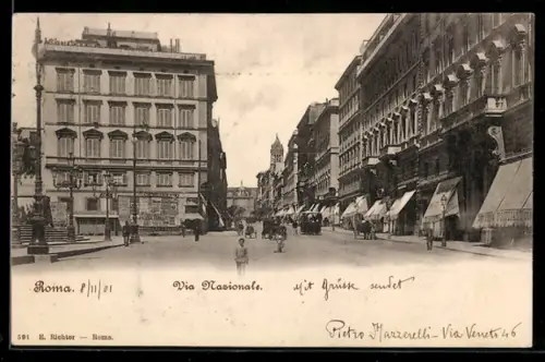 AK Roma, Via Nazionale, Strassenbahn