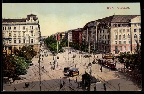 AK Wien I, Ringstrasse, Schottenring, Strassenbahn
