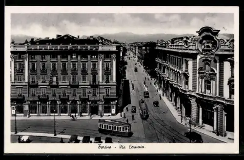 AK Torino, Via Cernaia, Strassenbahn