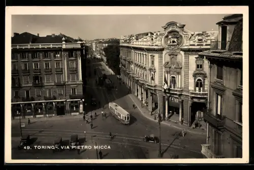 AK Torino, Via Pietro Micca, Strassenbahn