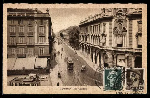 AK Torino, Via Cernaia, Strassenbahn