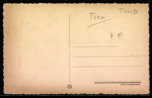 AK Trieste, Piazza Goldoni, Strassenbahn