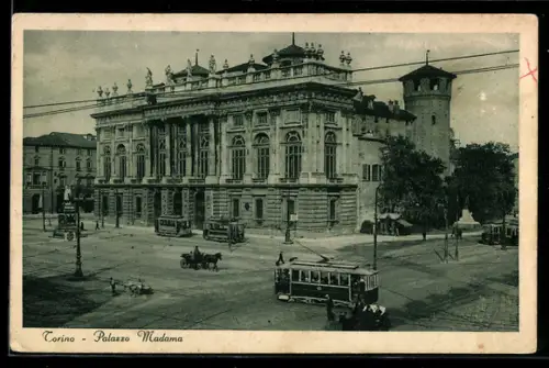 AK Torino, Palazzo Madama, Strassenbahn