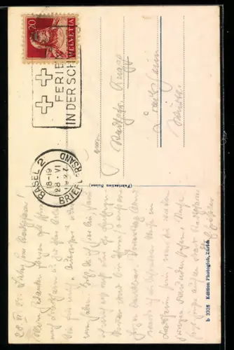 AK Basel, Münster und Rhein mit Fähre