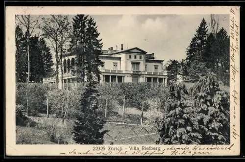 AK Zürich, Villa Rietberg, Teilansicht