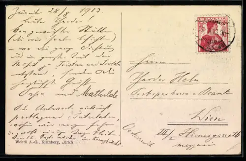 AK Zürich, Villa Rietberg, Teilansicht