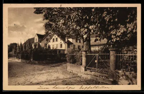 AK Männedorf, Anstalt Zeller, Haus `Talheim`, Ansicht mit Einfriedung und Zufahrtsweg