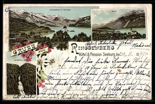 Lithographie Ringgenberg, Hôtel & Pension Seeburg, Giessbach, Brienz