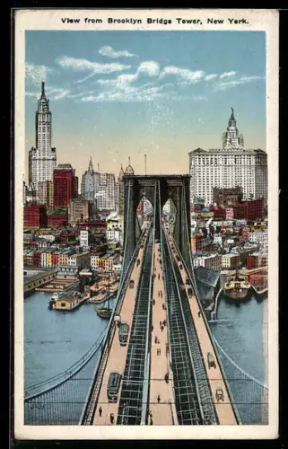 AK New York, NY, View from Brooklyn Bridge, Bridge Tower