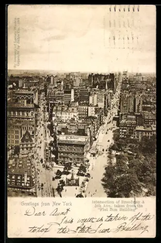AK New York, NY, Intersection of Broadway & 5th Ave., taken from the Flat Iron Building