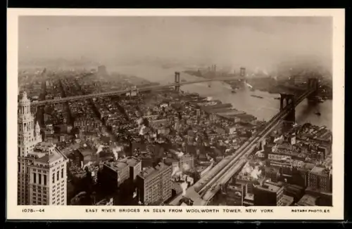 AK New York, NY, east river bridges as seen from Woolworth tower