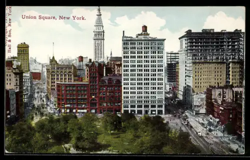 AK New York, NY, Bird`s Eye View of Union Square