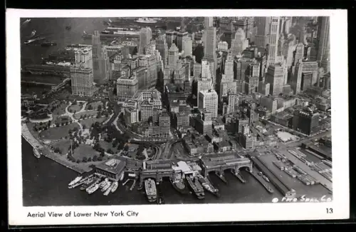 AK New York, NY, Aerial View of Lower New York City