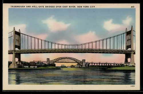 AK New York, NY, Triborough and Hell-Gate Bridges over East River