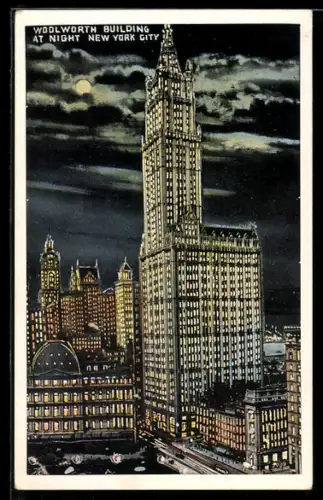 AK New York, NY, Woolworth Building at night