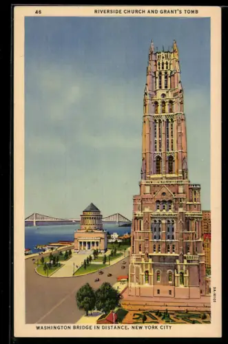 AK New York, NY, Riverside Church, Grant`s House and Washington Bridge