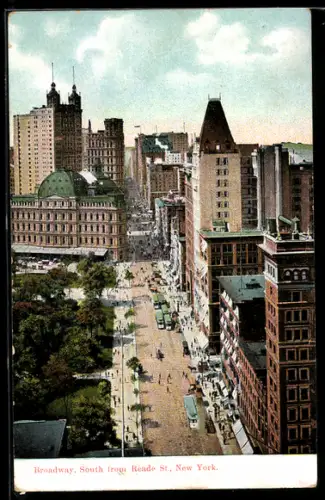 AK New York, NY, Broadway, South from Reade Street