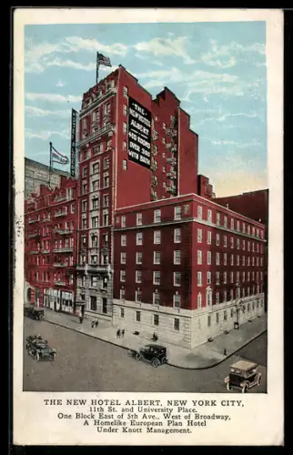 AK New York, NY, The New Hotel Albert, 11th Street and University Place