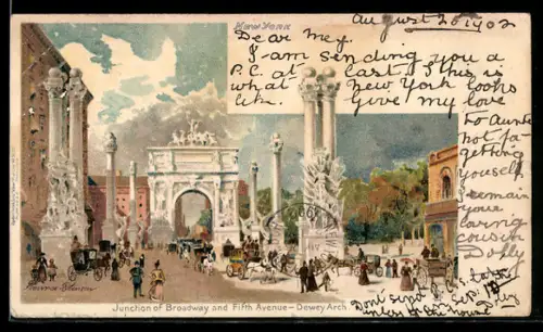 AK New York, NY, Junction of Broadway and Fifth Avenue, Dewey Arch