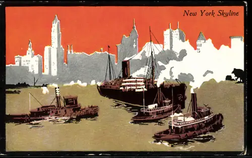 AK New York, NY, Skyline and Steamers