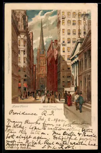 AK New York, NY, Wall Street, looking toward Trinity Church