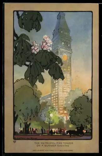 Künstler-AK New York, NY, The Metropolitan Tower on a Summer Evening
