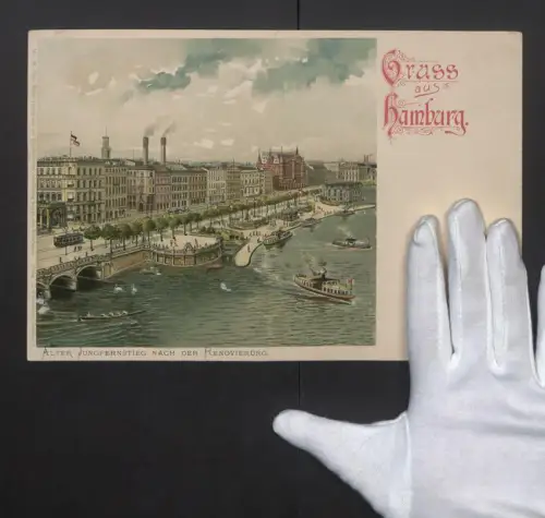 Riesen-Lithographie Hamburg, Alter Jungfernstieg nach der Renovierung