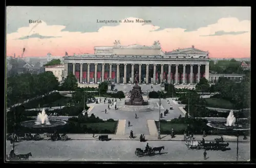 AK Berlin, Lustgarten, Altes Museum, Brunnen, Reiterstandbild