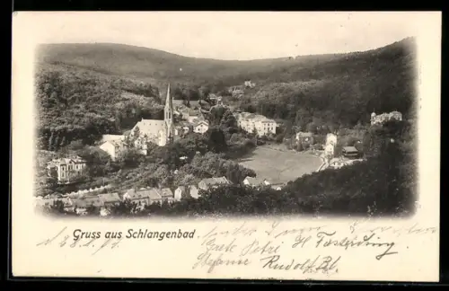 AK Schlangenbad, Ortsansicht mit Umgebung