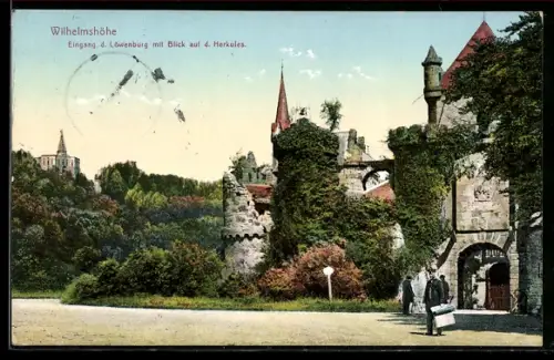 AK Wilhelmshöhe, Eingang Löwenburg, Blick auf Herkules