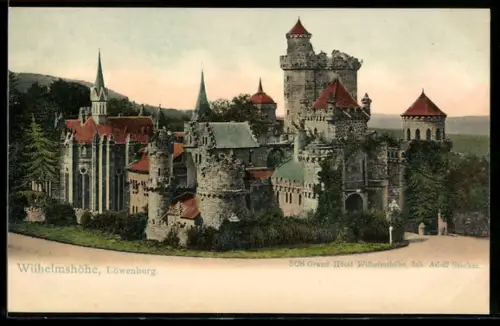 AK Wilhelmshöhe, Löwenburg, Grand Hôtel Wilhelmshöhe, Inh. Adolf Stecker