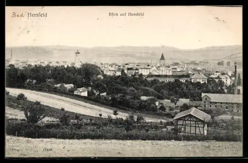 AK Hersfeld, Ortsansicht von einer Anhöhe aus