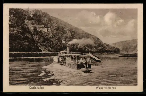 AK Carlshafen, Wesertalpartie mit Dampfschiff