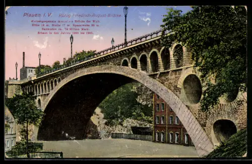 AK Plauen i. V., König-Friedrich-August-Brücke