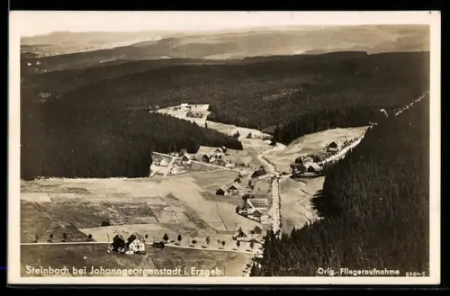 AK Steinbach bei Johanngeorgenstadt, Ortsansicht, Fliegeraufnahme