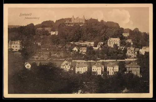 AK Bielefeld, Johannisberg, Ortsansicht mit Villen und bewaldetem Hang