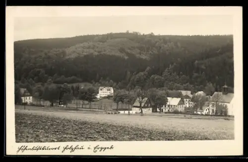AK Holzhau /Erzgebirge, Ortsansicht von einem Acker aus