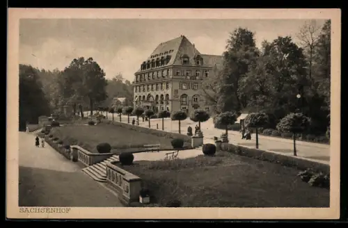 AK Bad Elster, Hotel Sachsenhof mit Anlagen