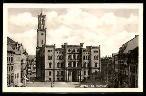 AK Zittau i. Sa., Rathaus aus der Vogelschau