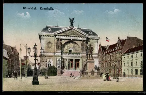 AK Düsseldorf, Kunsthalle mit Denkmal