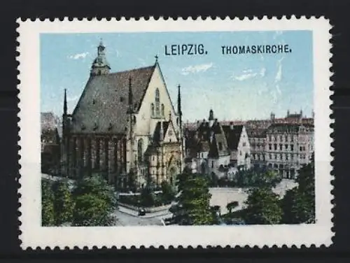 Reklamemarke Leipzig, Thomaskirche mit Umgebung