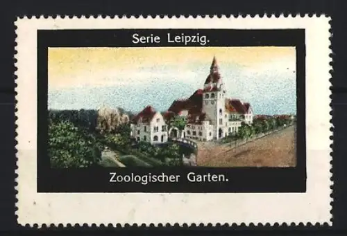 Reklamemarke Leipzig, Zoologischer Garten, Gebäudeansicht
