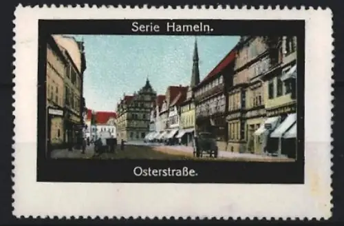 Reklamemarke Hameln, Osterstrasse, Ortsansicht