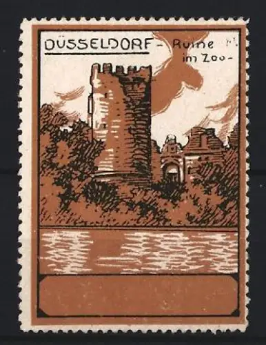 Reklamemarke Düsseldorf, Ruine im Zoo, Burgruine