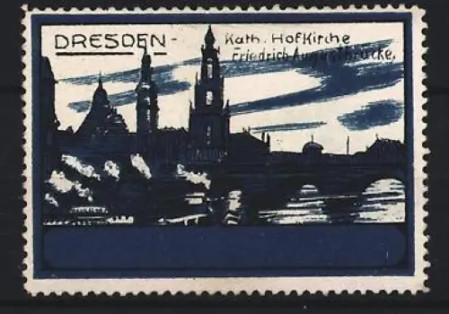 Reklamemarke Dresden, Kath. Hofkirche Friedrich-August-Brücke, Stadtsilhouette