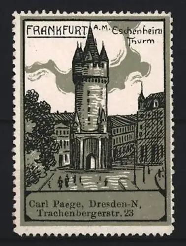 Reklamemarke Frankfurt, Carl Paege, Eschenheimer Turm