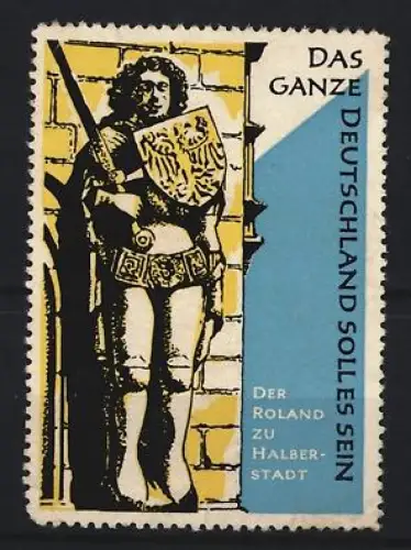 Reklamemarke Halberstadt, Statue Der Roland