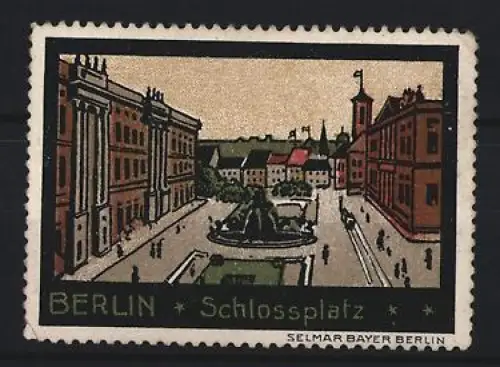 Reklamemarke Berlin, Partie am Schlossplatz mit Brunnen